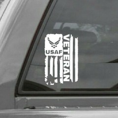DISTRESSED USAF UNITED STATES AIR FORCE FLAG VETERAN DECAL STICKER