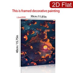 Underwater Submarine with Glowing Fish Canvas Wall Art, Whimsical Ocean Decor