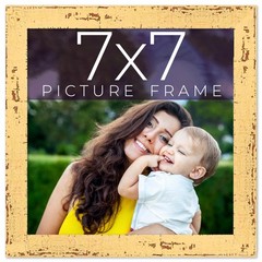 7×7 Frame Yellow Real Wood Picture Frame Width 1.25 inches | Interior Frame Dept