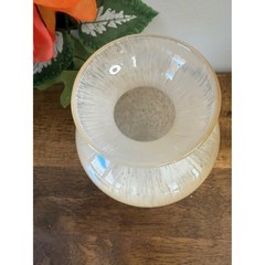 Vintage Cream Art Glass Vase Handmade Swirl Pattern Elegant Home Decor
