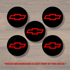 Chevrolet Chevy Bowtie Wheel Center Cap Overlay x5, Vinyl Decal Sticker 94