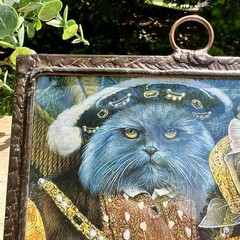 Unique Vintage Cat Art Metal Hanging Mirror