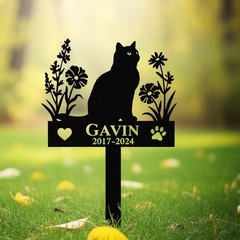 Custom Cat Memorial Garden Sign, Metal Cat Grave Marker Gift