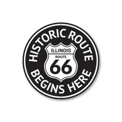Route 66 Historic Route Begins Here Sign, Route 66 Aluminum Sign