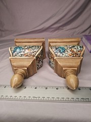 Antique Style Floral Bookends 7.5″ tall 2 Lbs (1 lb each) MOSIAC STYLE FLORAL
