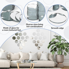 60 Pieces Small Circle Craft Mirror, 2 Inch Mini Mosaic Mirror Tiles round Decor