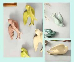 Ceramic Swallows Wall Mounted Simulation Bird Flying Ornament Wall Hanging Decor