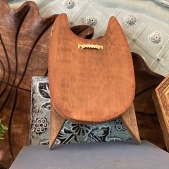 VTG Rustic Hand Painted Wood Owl Hanging Folk Art Recycled 9 1/2” By 5 1/2”