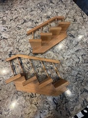 Vintage Handmade Stair Step Shelf Staircase Set Of 2 Trinkets Figures Spindles