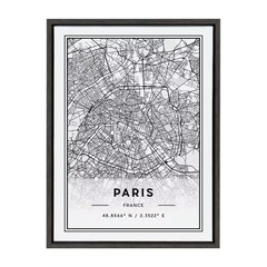 Sylvie Paris Modern Map by Jake Goossen Framed Canvas Map Art Print 24 In. X 18