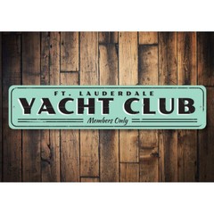 Yacht Club Sign, Personalized Members Only Sign, Custom Beach Metal Wall Decor