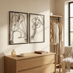 Minimalist Female Body Metal Wall Art Set of 2 Feminine Line Art Bedroom Decor