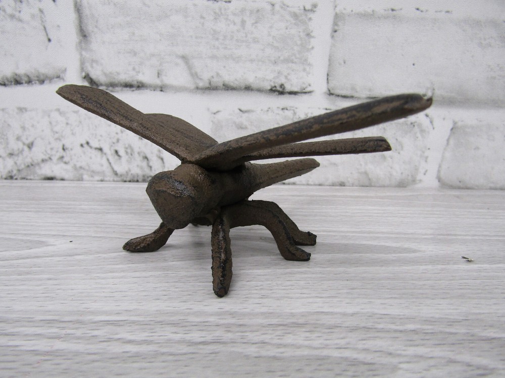 Rustic Style Lifelike Cast Iron Dragonfly Dragon Fly Insect Figurine 4.25 Inch