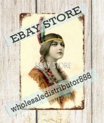 1911 Indian Maiden native American girl headdress metal tin sign on the wall art
