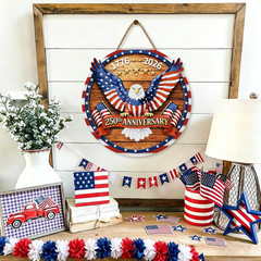 USA 250th Anniversary Decoration 4th of July Eagle Door Sign 1776-2026 Wooden