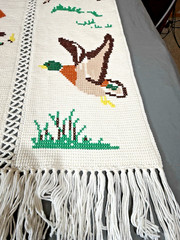 VTG Outdoors Wildlife Afghan Granny Throw Blanket Hunting Fishing Fish Deer Duck