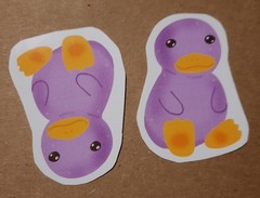 STICKER Cute Cartoon Nostalgia Purple Webkinz Style Platypus Original Art 1.5×2″