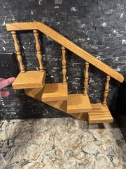 Vintage Handmade Stair Step Shelf Staircase Set Of 2 Trinkets Figures Spindles