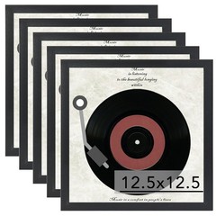 5 Pack Vinyl Record Frames 12×12 LP Album Cover Wall Display 12.5×12.5 Black