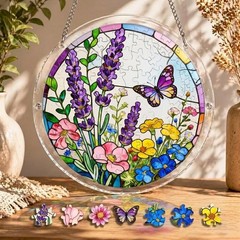 Charming Butterfly Acrylic Puzzle Suncatcher, DIY Suncatcher Puzzle Kit Window