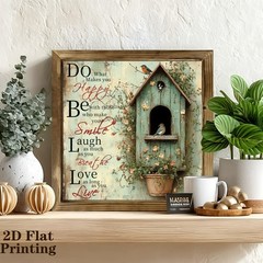 Vintage Blue Bird Nest Wooden Sign Rustic Farmhouse Decor for Bedroom Cafe Gift
