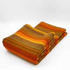 SOFT&WARM GOLDEN ORANGE SUMMER STRIPED ALPACA LLAMA WOOL BLANKET QUEEN BED SOFA