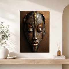 African Mask Canvas Wall Art Tribal Mask Print Afrocentric Wall Decor Ethnic Art