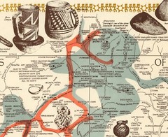 Pictorial Map Indian Ruins of the Southwest Historical Archeology Wall Art Print