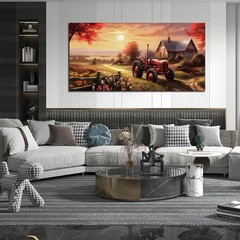 ANCXWOTER Canvas Wall Art Sunset Landscape Prints 29″L x 59″W, red