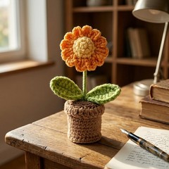 Cute Handmade Crochet Potted Flower Desk Decor