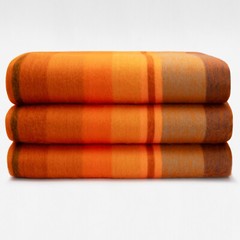 LUXURIOUS STRIPED ALPACA WOOL BLANKET 96×67 IN WARM ORANGE & EARTHY TONES