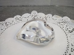 Steuben Crystal HEART SHAPED Clear Art Glass Signed Heavy PAPERWEIGHT