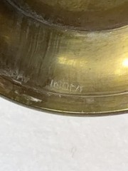 Vintage Indian Brass Etched Goblet Vase Floral Enamel Decor India 4.5”