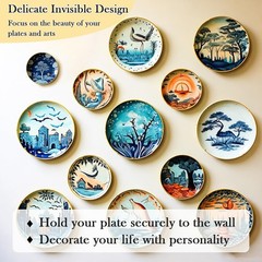 24 Pack Invisible Plate Hangers for Wall Display, 6-12 Inch Stainless Steel Hold