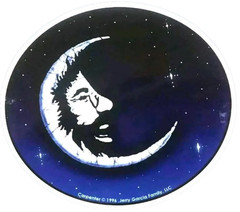 🌹⚡️GRATEFUL DEAD Jerry Garcia Moon Sticker *NEW* 5″ Round⚡️🌹