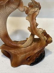 7 in Natural Wood Mermaid Figure Statue Fantasy Figures Hand-Carved