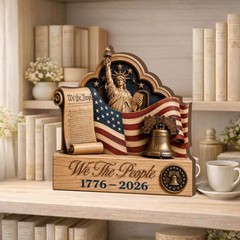 We The People 1776-2026 2D Wooden Plaque, Patriotic American Eagle Decor