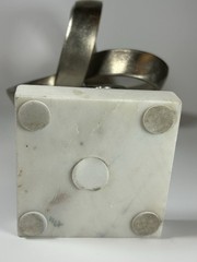Modern Aluminum Silver Entwined Abstract Sculpture on Marble Base by Antarte