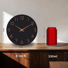 Wall Clock 8 Inch Black Battery Operated Silent Non Ticking Simple Minimalist…