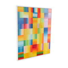 1- Panel Geometric Ombre Square Pop Art Framed Wall Art with White Frame 41 In.