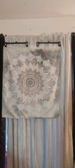 Mandala Bohemian Tapestry wall hanging Beige pink White Vertical 35inx29in