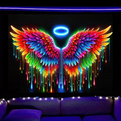 Blacklight Tapestry Angel Wings Glow in the Dark Poster 78X59 Inch