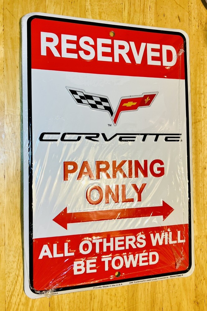 Chevy Corvette Parking Vette Tin Metal Sign Game Room Garage Man Cave Wall Decor