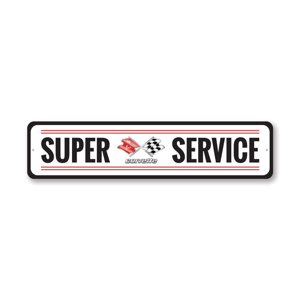 Chevy Corvette Super Service Metal Sign Chevrolet Automotive Car Man Cave Sports