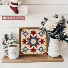 Vintage Star Quilt Wooden Plaque Farmhouse Patriotic American Home Decoration