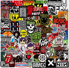 100Pcs Rock Band Stickers Lot – Punk Heavy Metal Music Decals for Guitar,Laptop