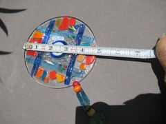Fused Glass Round Evil Eye Mosaic Decor Wall Hanging, ~10″ long, 5″ diameter