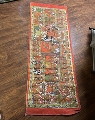 Hand-painted Ethnic Canvas Tapestry, Indian Art, Multicolor, 78 x 29 in