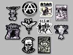 GISM Vinyl Sticker Lot (10 Stickers) crust punk doom crow his hero is gone crass