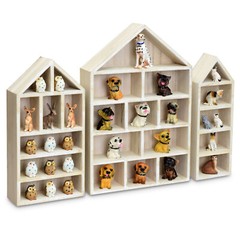 Neuxi House-Shaped Wooden Shadow Cubby Box Display Shelf Organizer, Set of 3